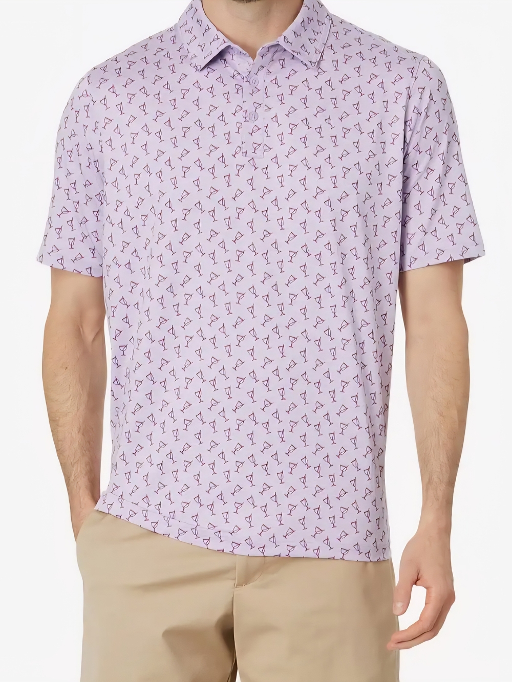 Johnston & Murphy Men's Lavender Polo with Dark Purple Print - Size S